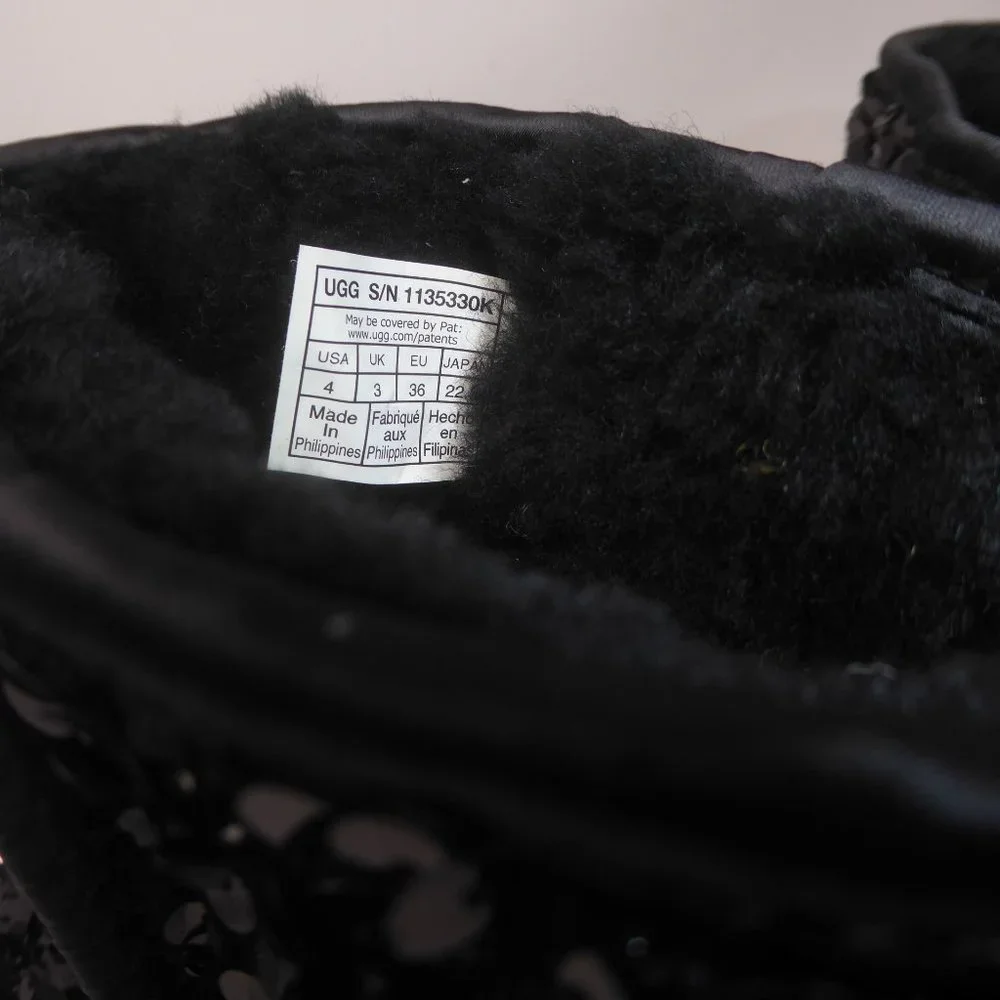 UGG Kids Black Sequin Classic Short Boot